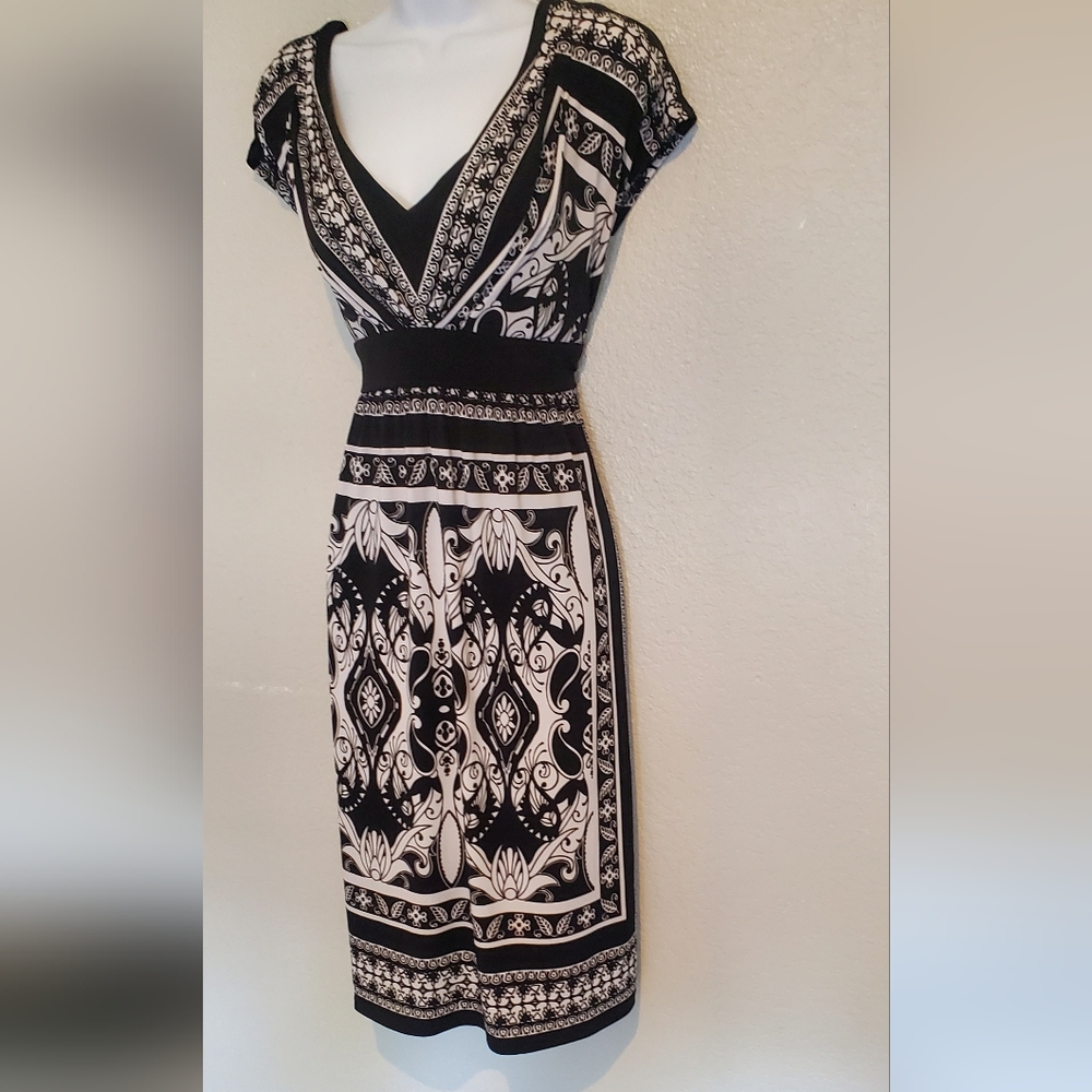 Susan Graver Black and White Midi Dress - Picture 3 of 7
